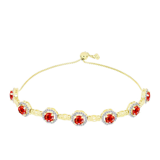 Pulsera de Plata Bañada en Oro con Ópalo Rojo etíope de Lega Dembi y Topacio Blanco