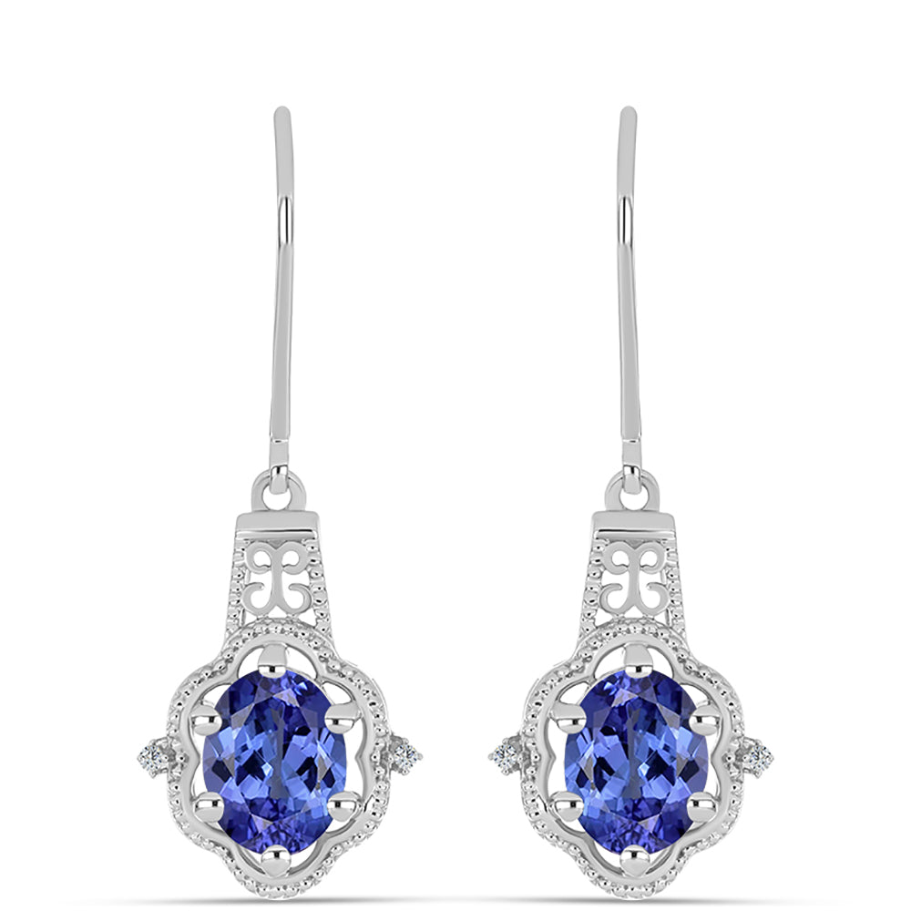Pendientes de Plata con Tanzanita AAA y Topacio Blanco