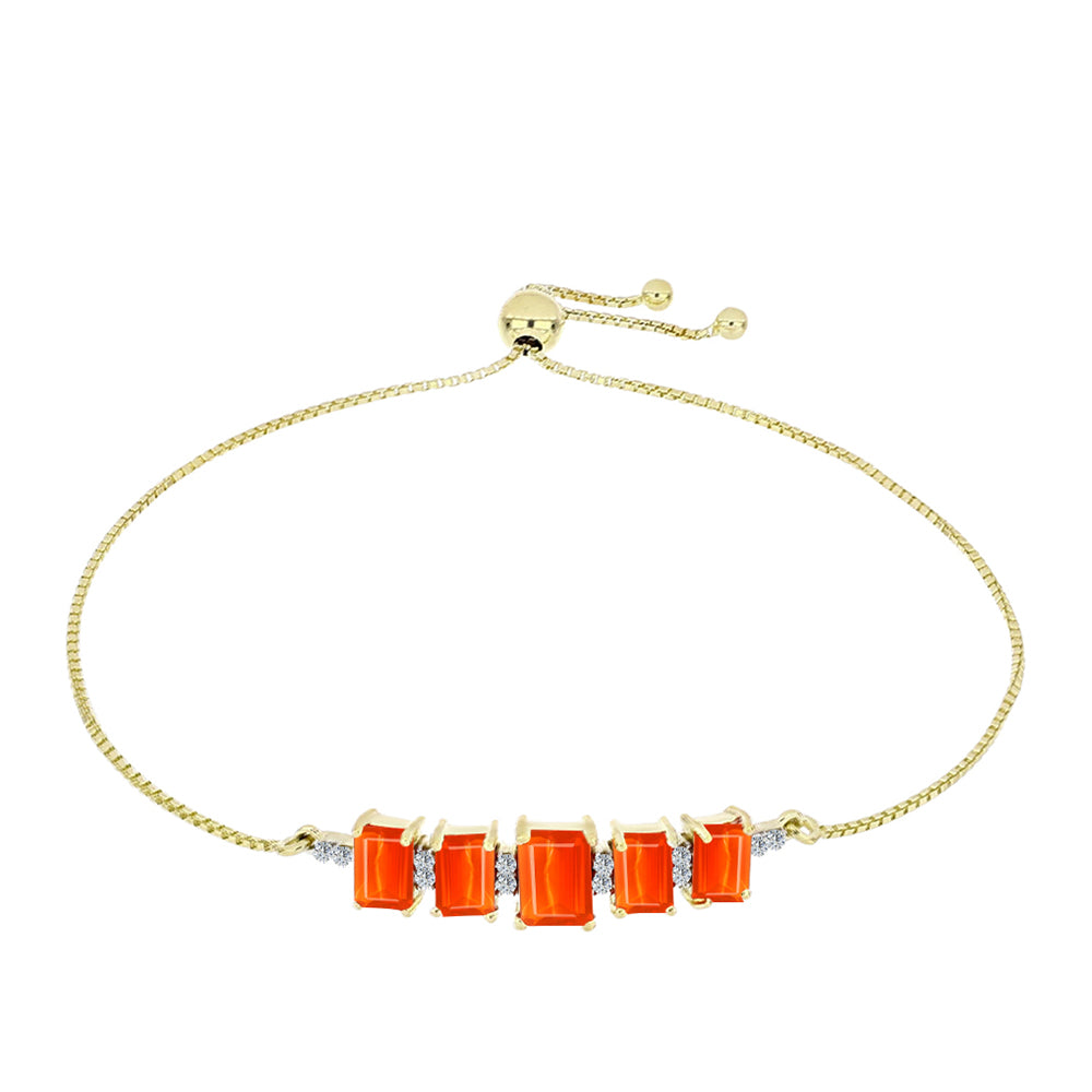 Pulsera de Plata Bañada en Oro con Ópalo Rojo etíope de Lega Dembi y Topacio Blanco