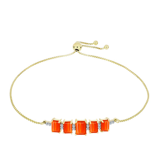 Pulsera de Plata Bañada en Oro con Ópalo Rojo etíope de Lega Dembi y Topacio Blanco