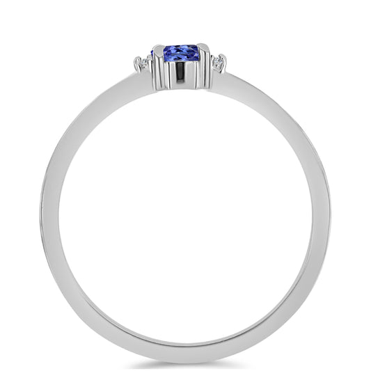 Anillo de Plata con Tanzanita AAA y Topacio Blanco