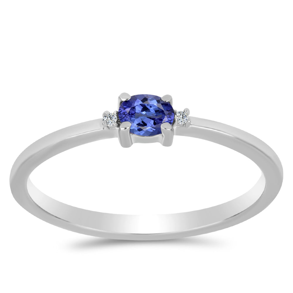 Anillo de Plata con Tanzanita AAA y Topacio Blanco 3 