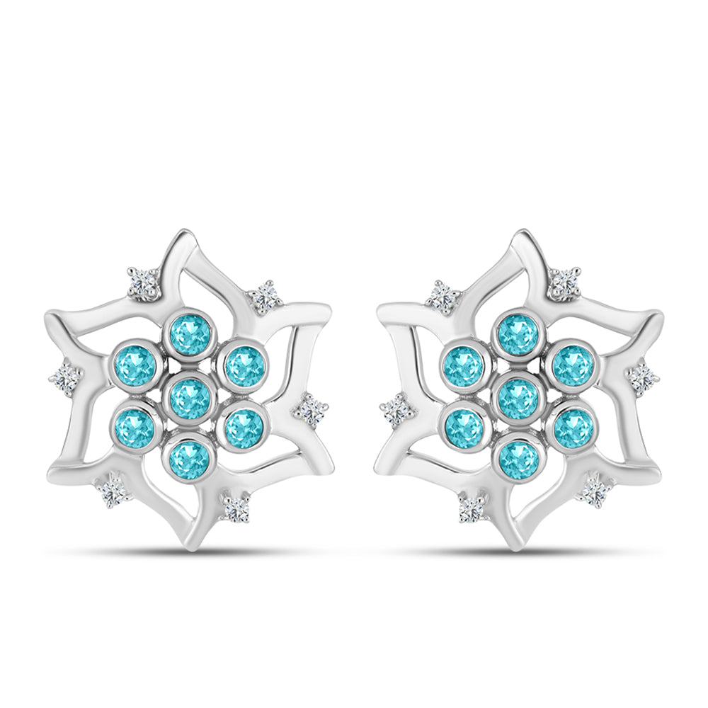 Pendientes de Plata con Cuarzo Paraiba y Topacio Blanco 1 