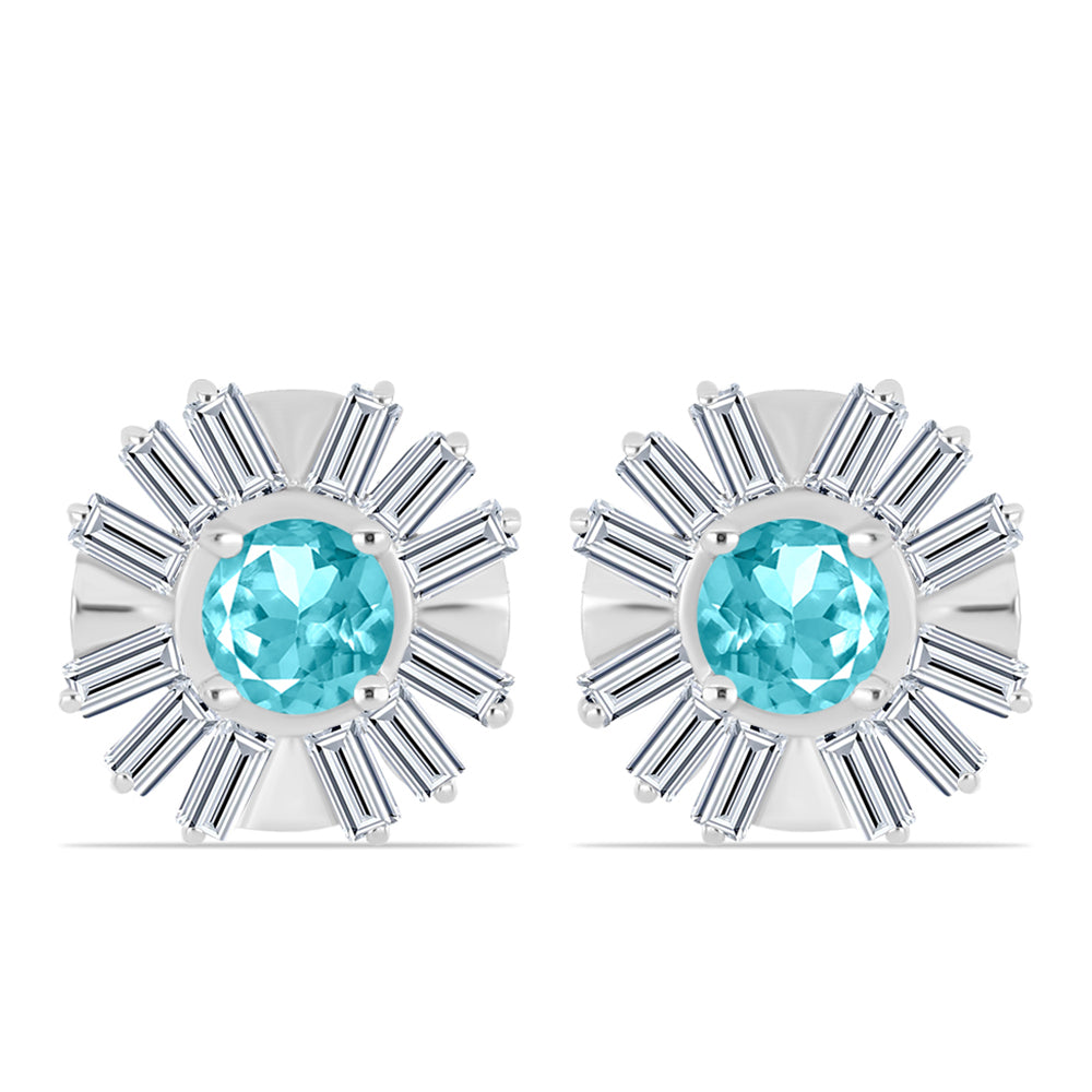 Pendientes de Plata con Cuarzo Paraiba y Zircón Blanco