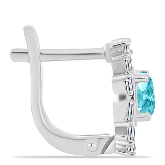 Pendientes de Plata con Cuarzo Paraiba y Zircón Blanco