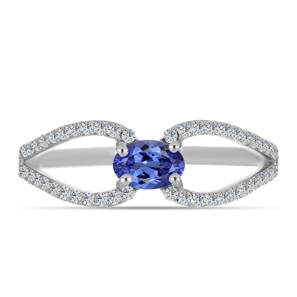 Anillo de Plata con Tanzanita AAA y Topacio Blanco
