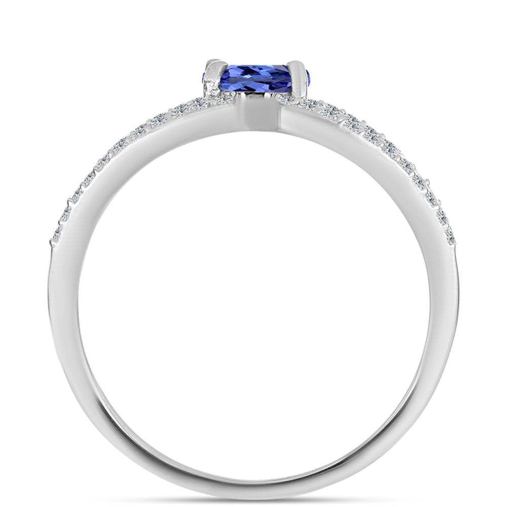 Anillo de Plata con Tanzanita AAA y Topacio Blanco 2 