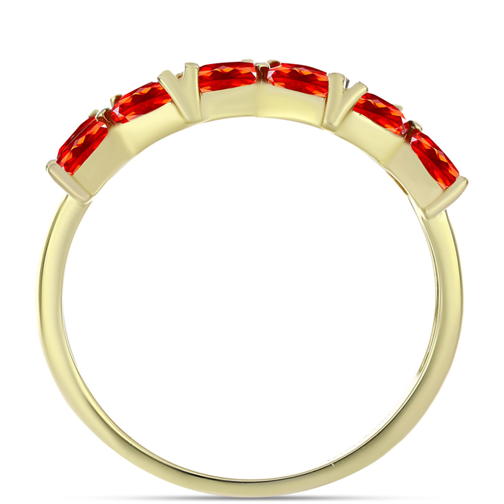 Anillo de Plata Bañada en Oro con Ópalo Rojo etíope de Lega Dembi y Topacio Blanco 2 