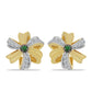 Pendientes de Plata Bañada en Oro con Diamante Verde y Zircón Blanco