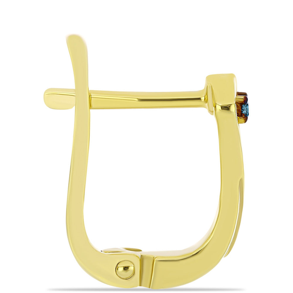 Pendientes de Plata Bañada en Oro con Diamante Azul 2 