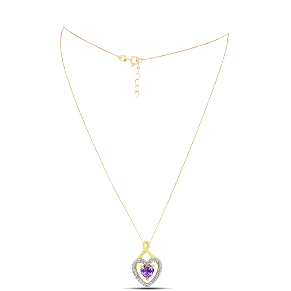 Collar de Plata Bañada en Oro con Amatista de Marruecos y Zircón Blanco