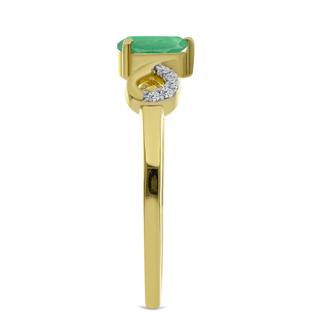 Anillo de Plata Bañada en Oro con Esmeralda de Brasil y Zircón Blanco 4 