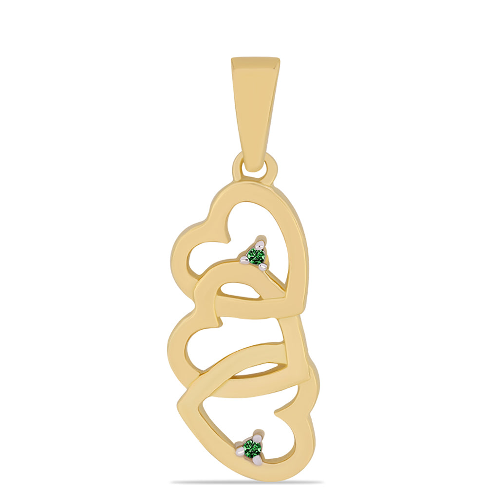 Colgante de Plata Bañada en Oro con Diamante Verde 1 