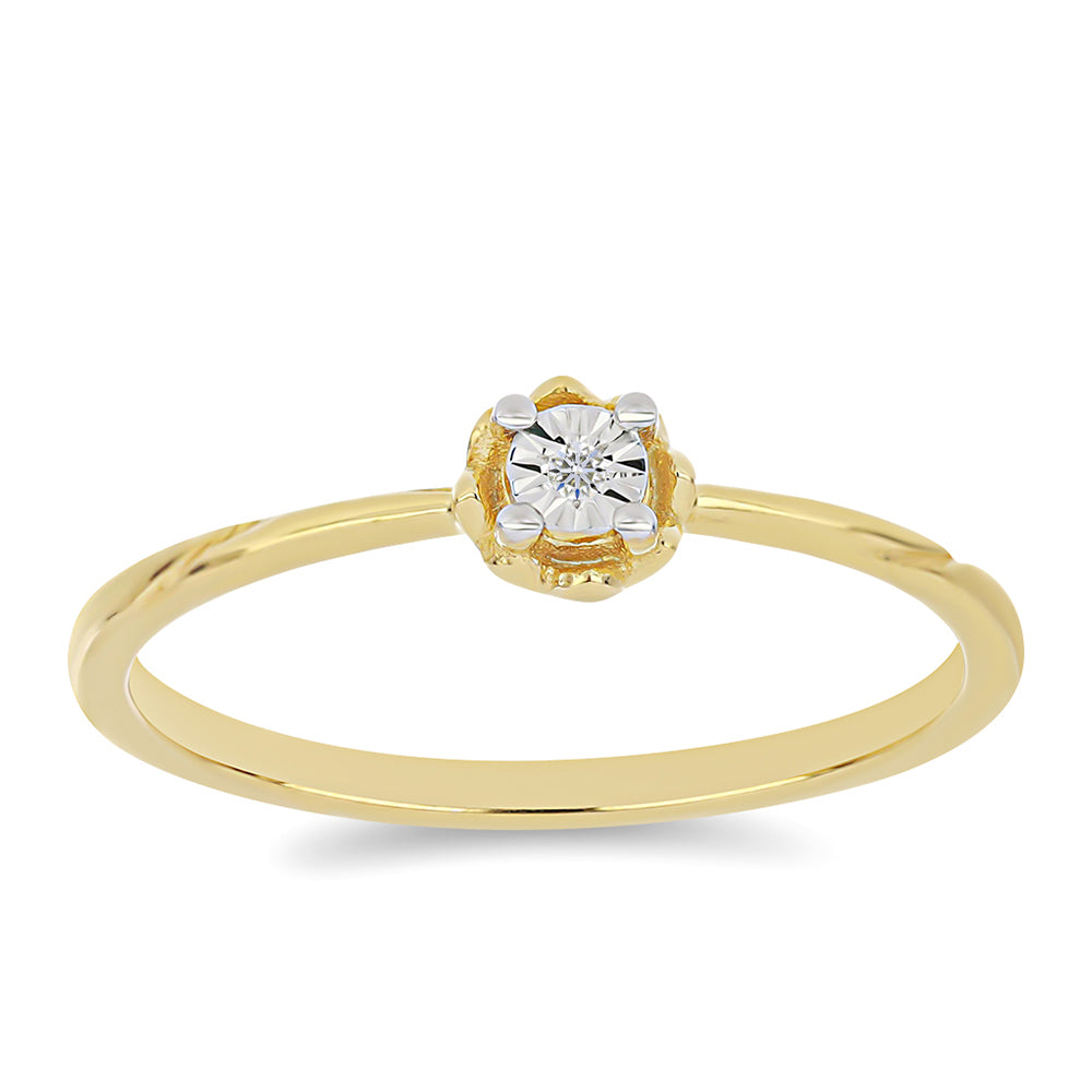 Anillo de Plata Bañada en Oro con Diamante blanco