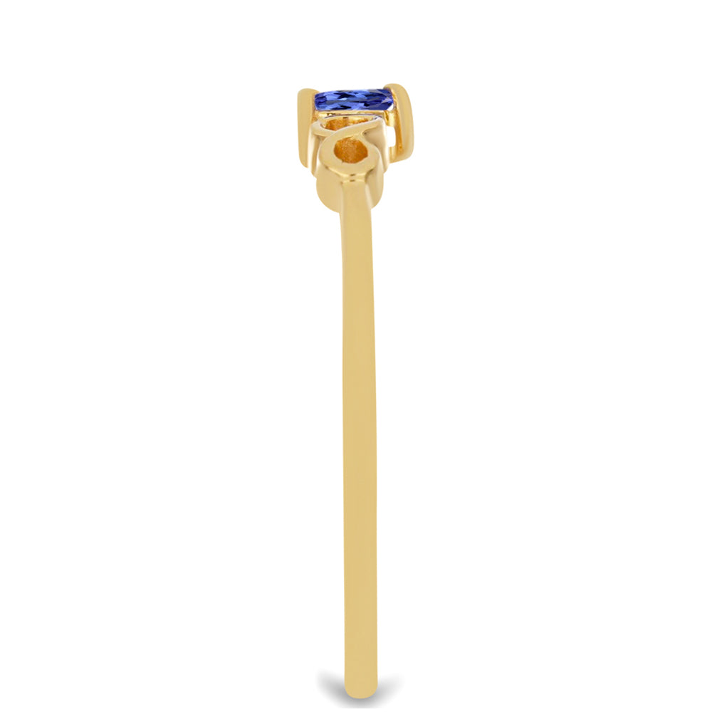 Anillo de Plata Bañada en Oro con Tanzanita 4 
