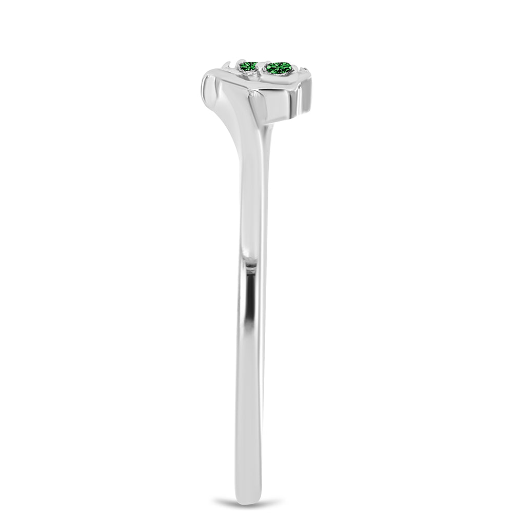 Anillo de Plata con Diamante Verde 4 