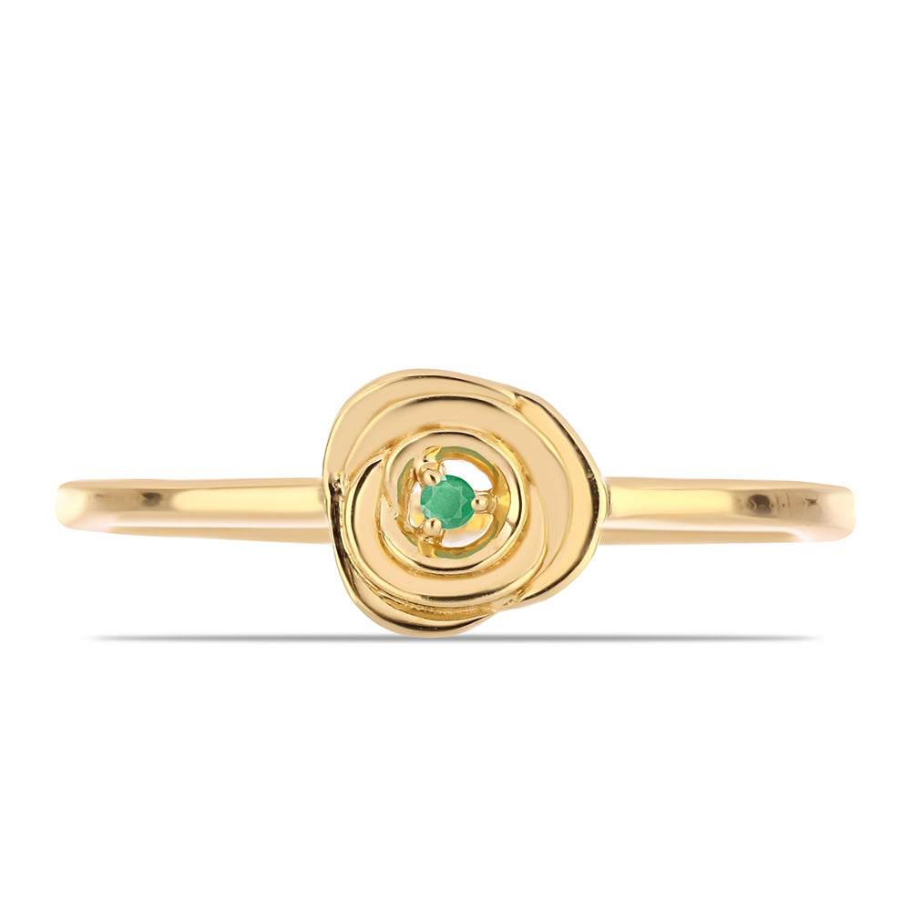 Anillo de Plata Bañada en Oro con Esmeralda de Brasil