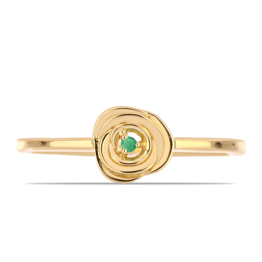 Anillo de Plata Bañada en Oro con Esmeralda de Brasil