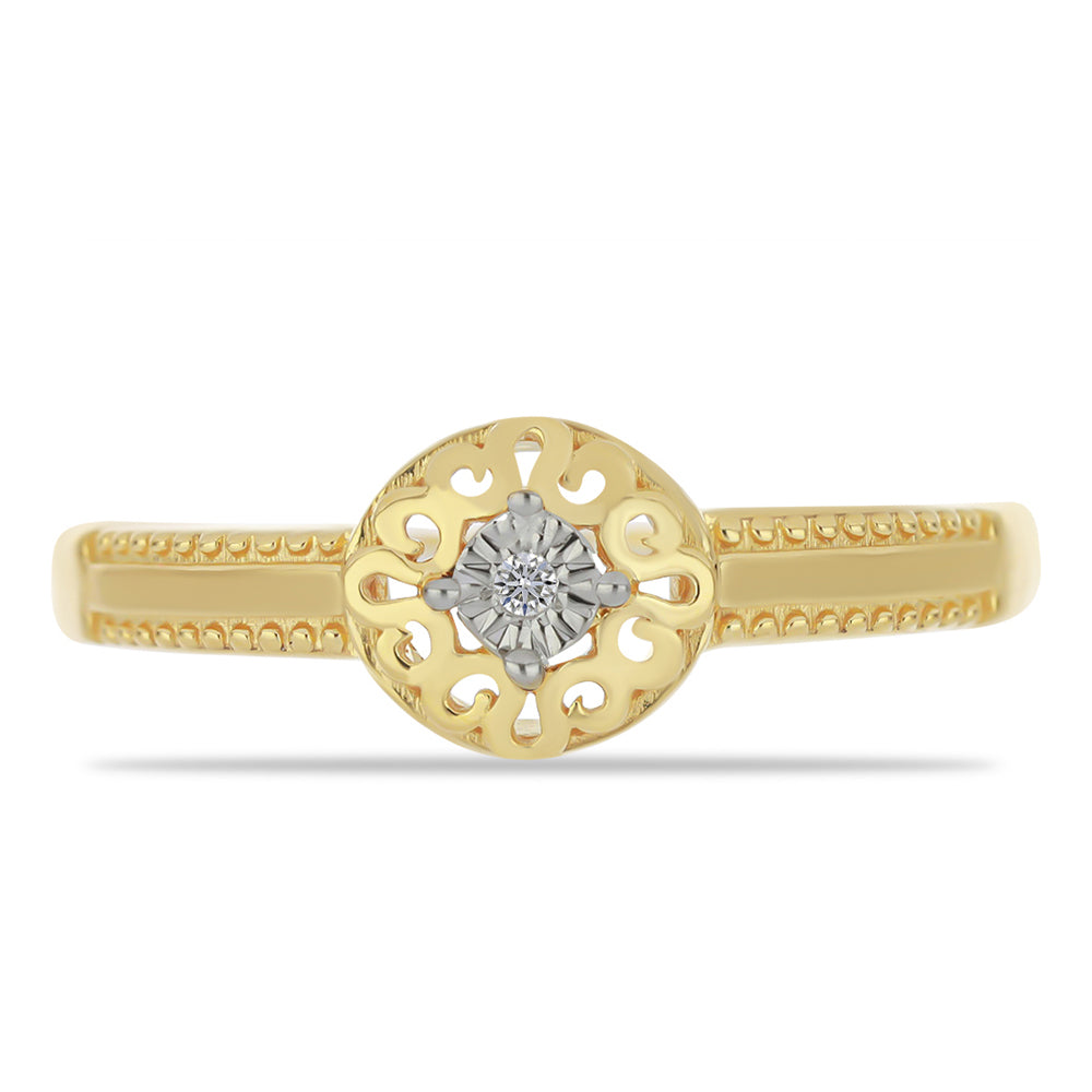Anillo de Plata Bañada en Oro con Diamante blanco 1 