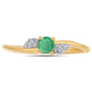 Anillo de Plata Bañada en Oro con Esmeralda de Brasil y Zircón Blanco
