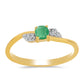 Anillo de Plata Bañada en Oro con Esmeralda de Brasil y Zircón Blanco
