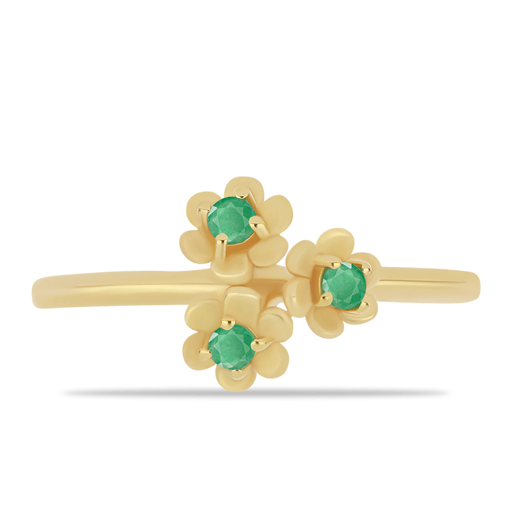 Anillo de Plata Bañada en Oro con Esmeralda de Brasil 1 