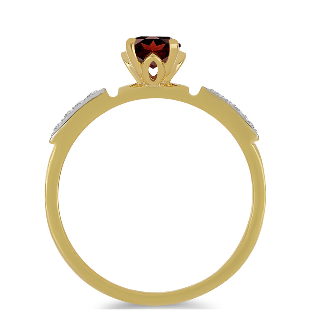Anillo de Plata Bañada en Oro con Granate Barton y Zircón Blanco