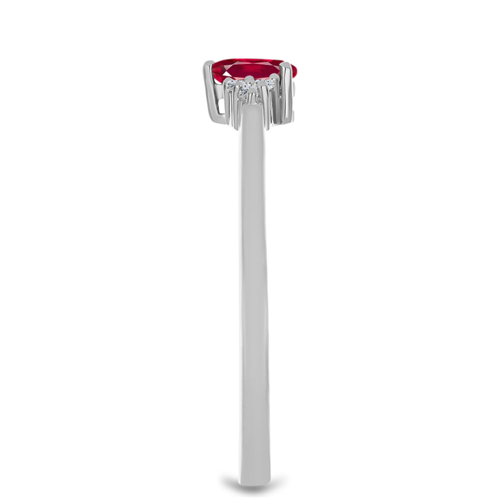 Anillo de Plata con Rubí de Madagascar y Zircón blanco natural