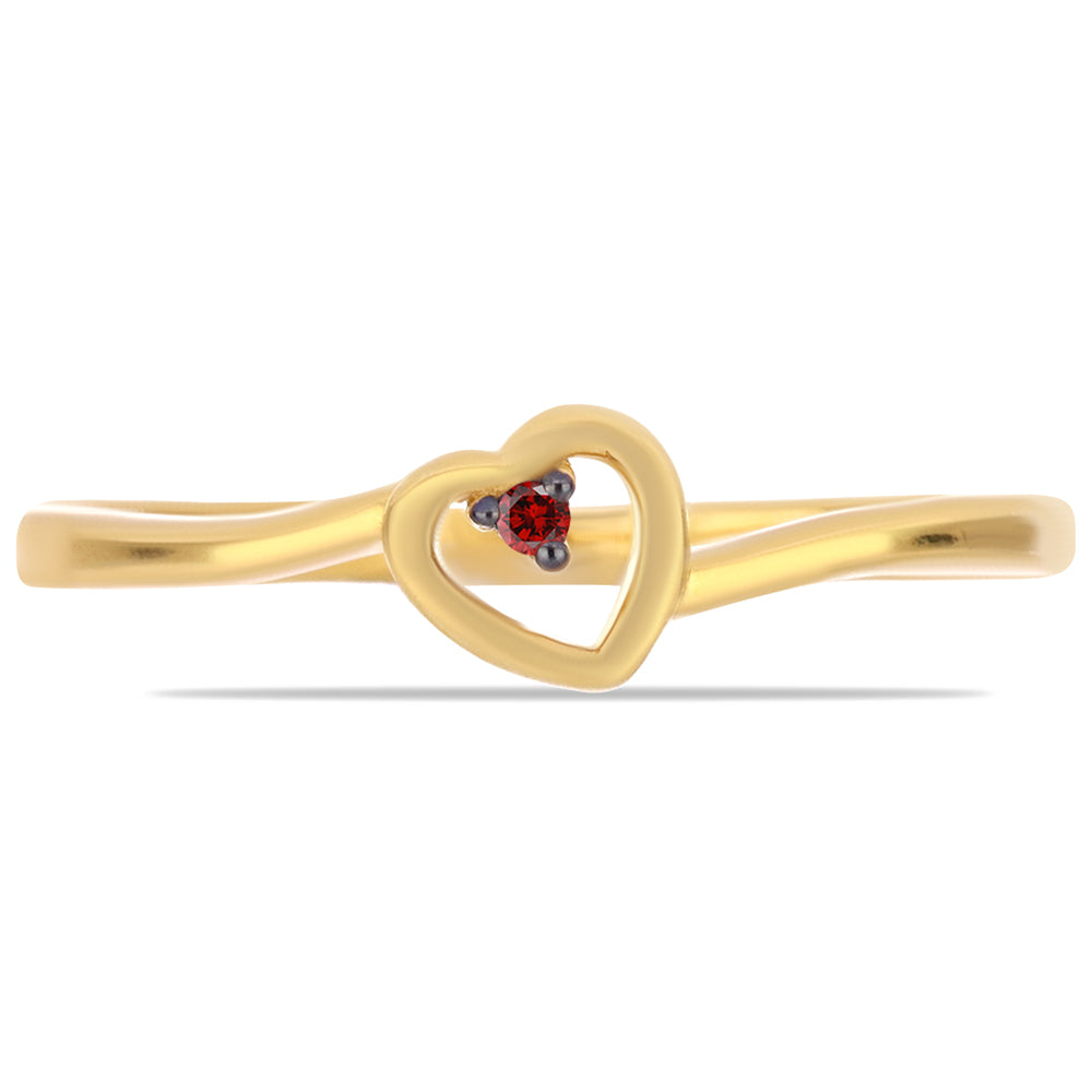 Anillo de Plata Bañada en Oro con Diamante Rojo 1 