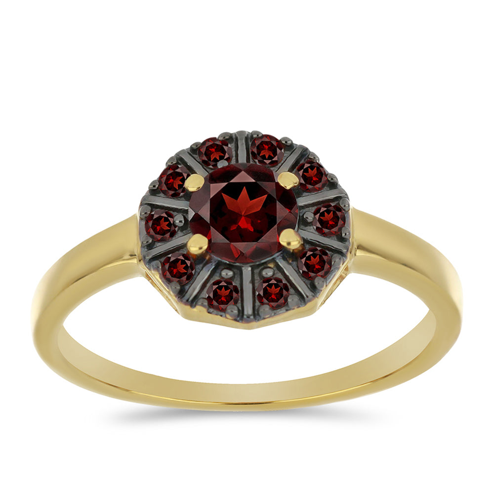 Anillo de Plata Bañada en Oro con Granate Barton 3 