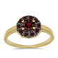 Anillo de Plata Bañada en Oro con Granate Barton