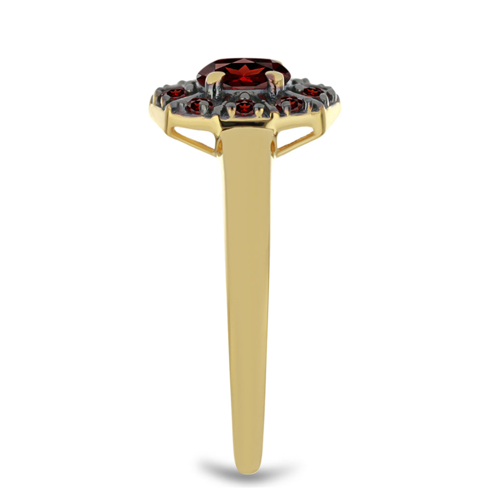 Anillo de Plata Bañada en Oro con Granate Barton 4 