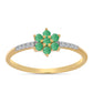 Anillo de Plata Bañada en Oro con Esmeralda de Brasil y Zircón Blanco