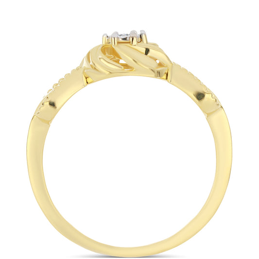 Anillo de Plata Bañada en Oro con Diamante blanco