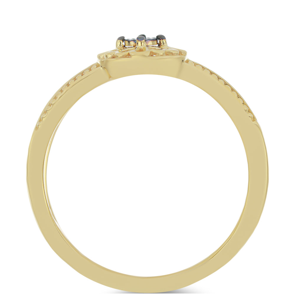 Anillo de Plata Bañada en Oro con Diamante Verde