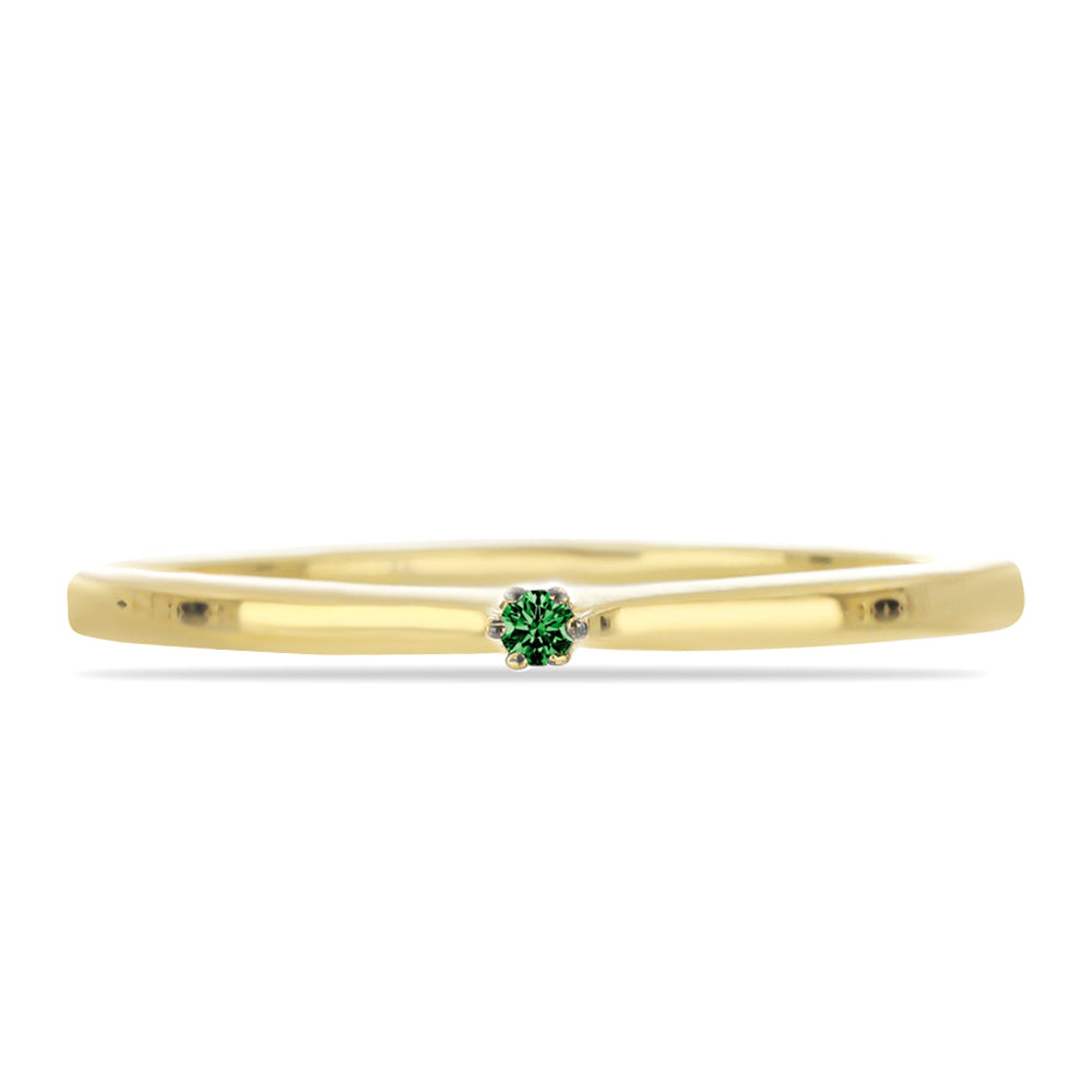 Anillo de Plata Bañada en Oro con Diamante Verde 1 