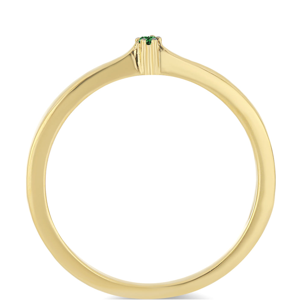 Anillo de Plata Bañada en Oro con Diamante Verde 2 
