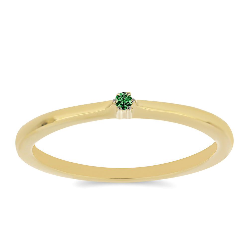 Anillo de Plata Bañada en Oro con Diamante Verde 3 