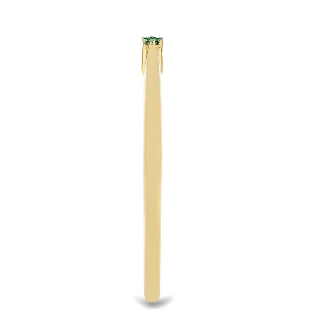 Anillo de Plata Bañada en Oro con Diamante Verde