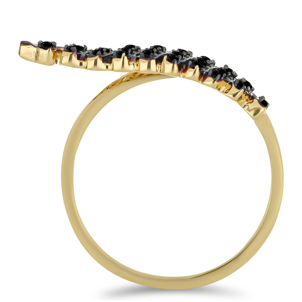 Anillo de Plata Bañada en Oro con Espinela Negra de Badakhshan Gorno