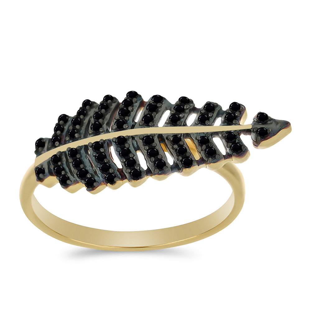 Anillo de Plata Bañada en Oro con Espinela Negra de Badakhshan Gorno 3 