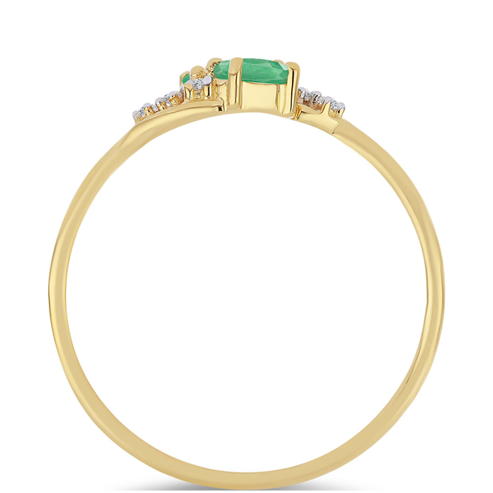 Anillo de Plata Bañada en Oro con Esmeralda de Brasil y Zircón Blanco 2 