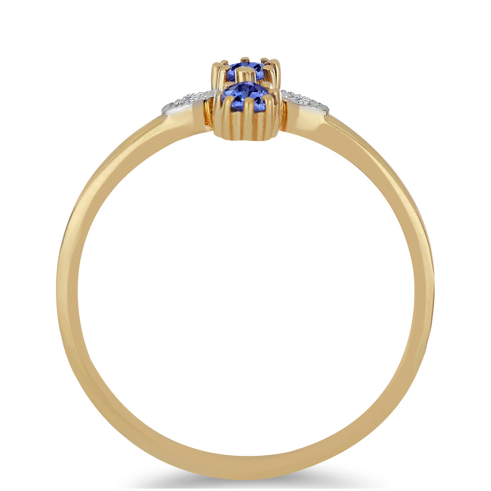 Anillo de Plata Bañada en Oro con Tanzanita y Zircón Blanco 2 