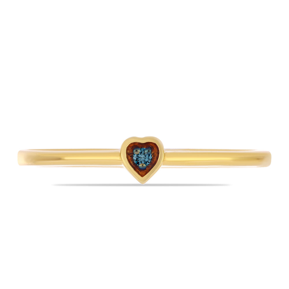Anillo de Plata Bañada en Oro con Diamante Azul