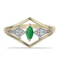 Anillo de Plata Bañada en Oro con Esmeralda de Brasil y Zircón Blanco
