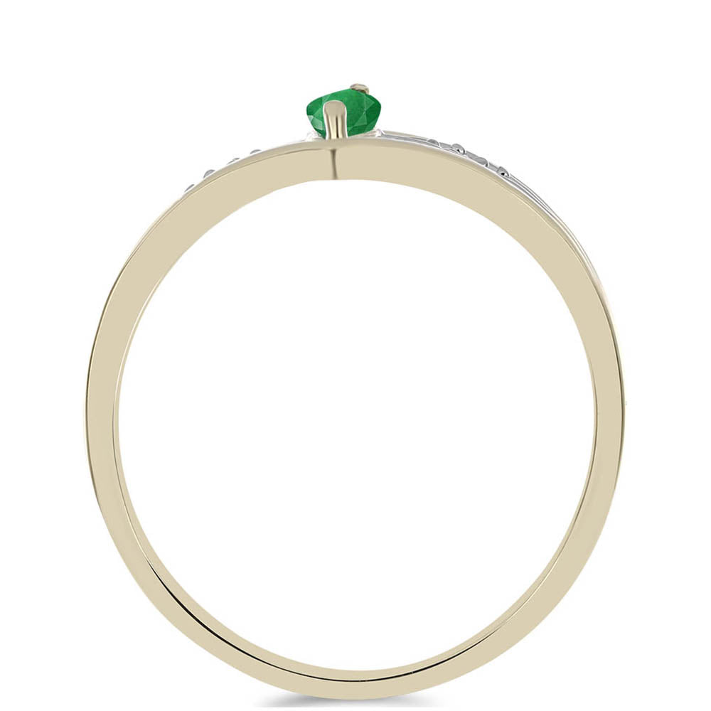 Anillo de Plata Bañada en Oro con Esmeralda de Brasil y Zircón Blanco 2 