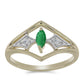 Anillo de Plata Bañada en Oro con Esmeralda de Brasil y Zircón Blanco