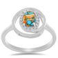 Anillo de Plata con Turquesa Ostra y Zircón Blanco