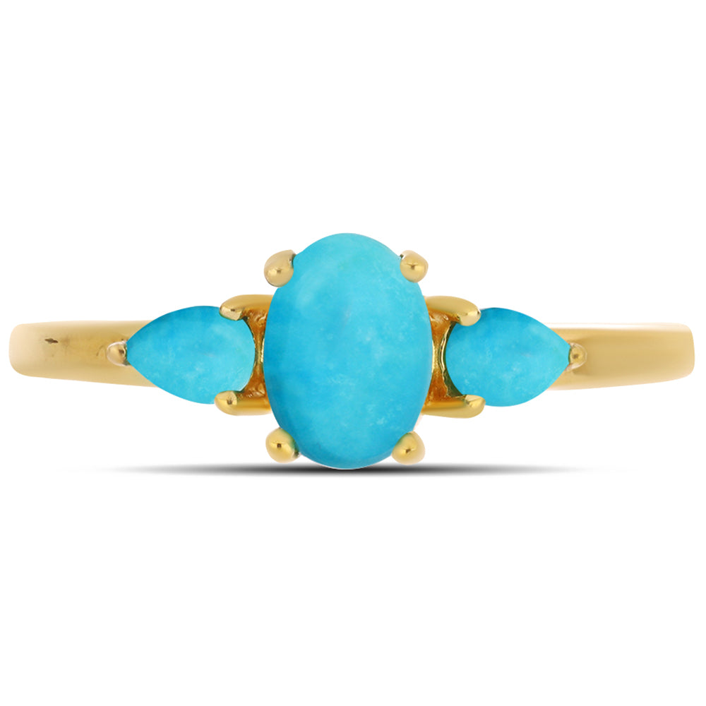 Anillo de Plata Bañada en Oro con Turquesa Bella Durmiente 1 