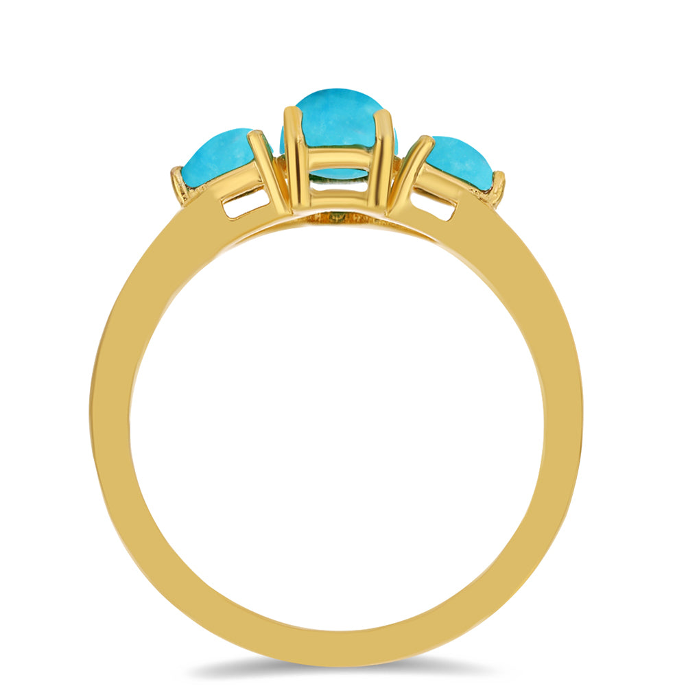 Anillo de Plata Bañada en Oro con Turquesa Bella Durmiente 2 